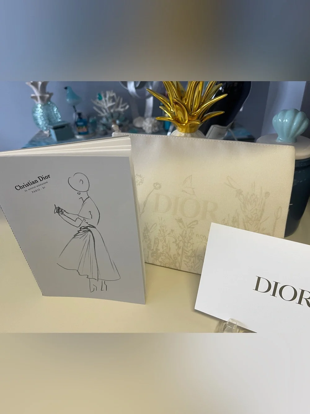 Dior 2Pc New Cosmetic Bag & Sketchbook-from Designer of Dreams Exhibition